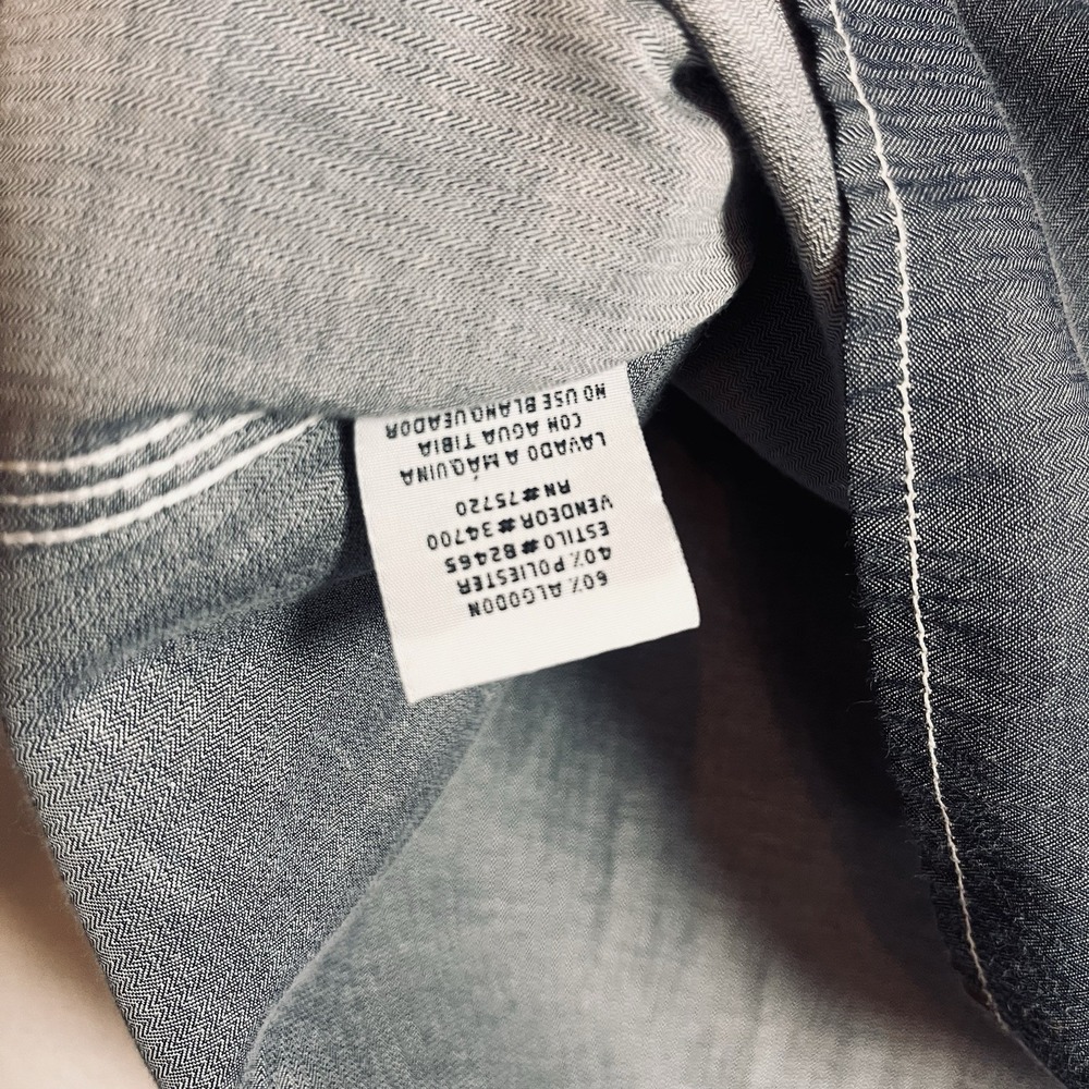 BKE Button Down Mens Large Blue Athletic‎ Fit Chambray Denim Jean Western Rodeo - Picture 8 of 9
